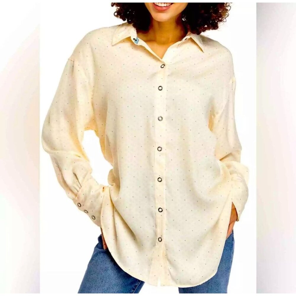 Free People All Smiles Long sleeve Lightweight Shirt sz Medium